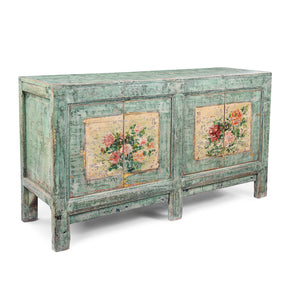 Vintage Mint Painted Sideboard From Shanxi