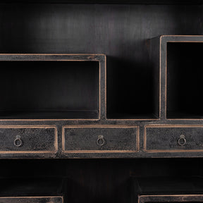 Black Shelving Unit Made From Old Pine
