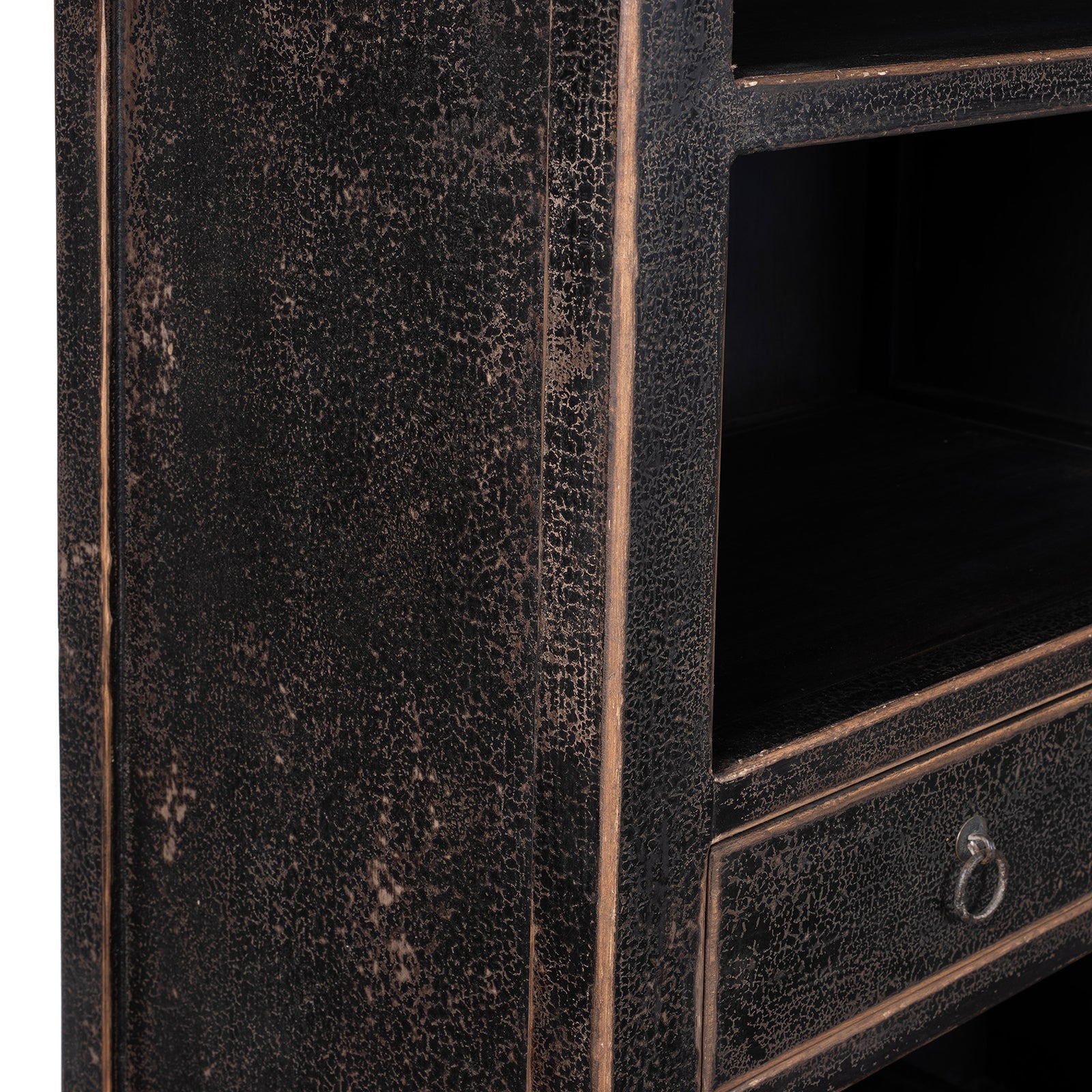Black Shelving Unit Made From Old Pine