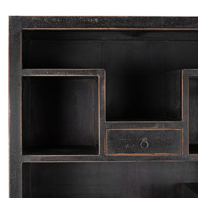 Black Shelving Unit Made From Old Pine