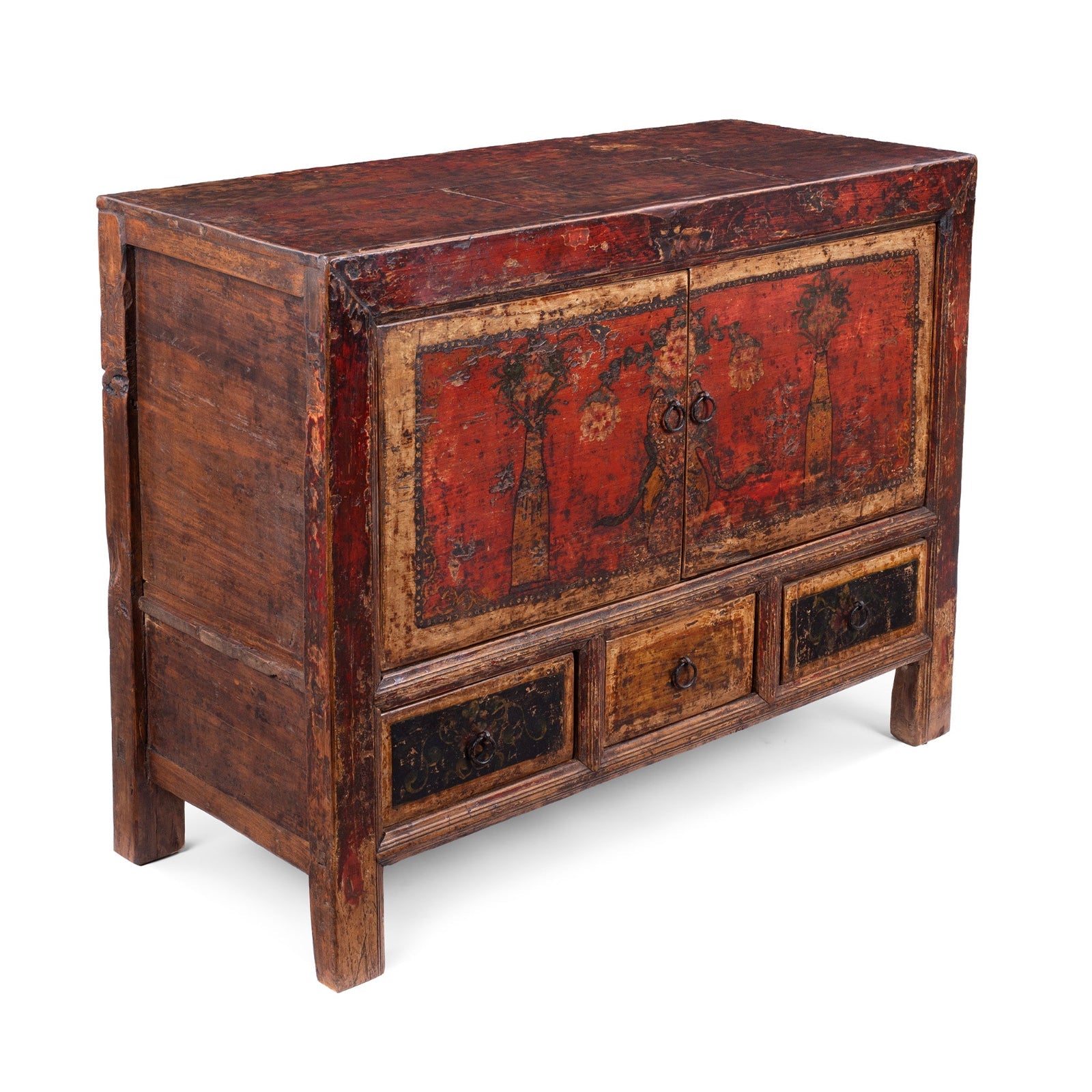 Painted 3 Drawer Sideboard From Mongolia - 19th Century
