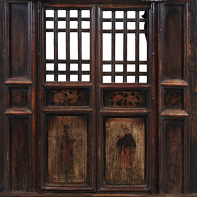 Chinese Painted lattice Window From Shanxi - 19th Century