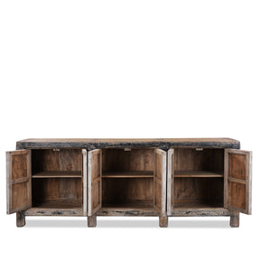 Painted Elm 6 Door Sideboard From Shanxi / Mongolia - Late 19th Century
