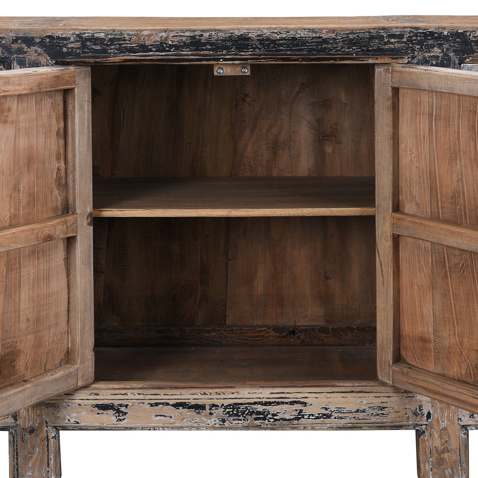 Painted Elm 6 Door Sideboard From Shanxi / Mongolia - Late 19th Century