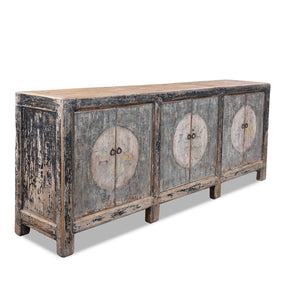Painted Elm 6 Door Sideboard From Shanxi / Mongolia - Late 19th Century