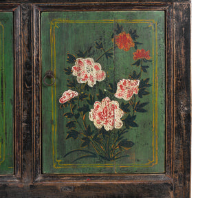 Painted Floral Sideboard From Shanxi - 19th century