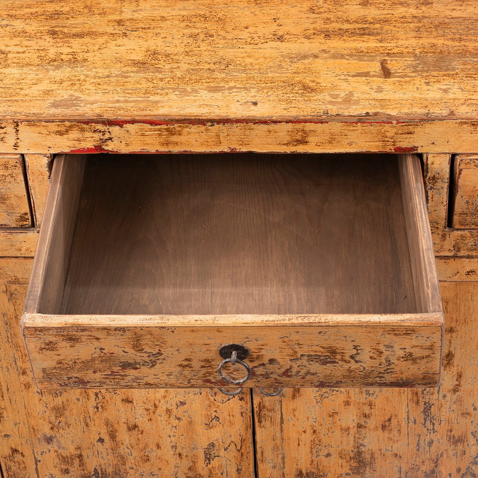 Chinese Yellow Lacquer Sideboard Made From Reclaimed Wood