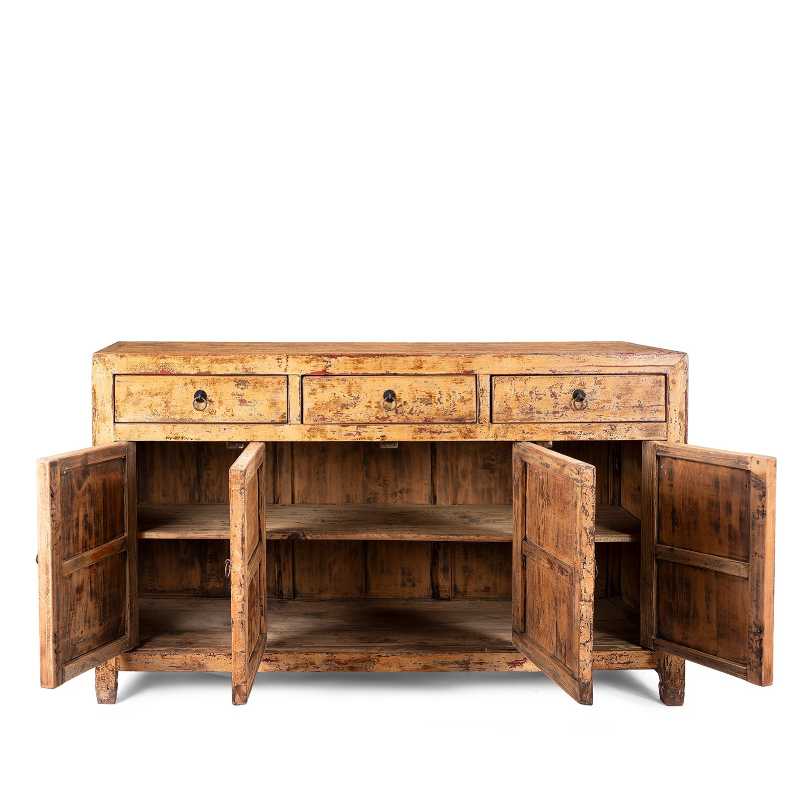 Chinese Yellow Lacquer Sideboard Made From Reclaimed Wood