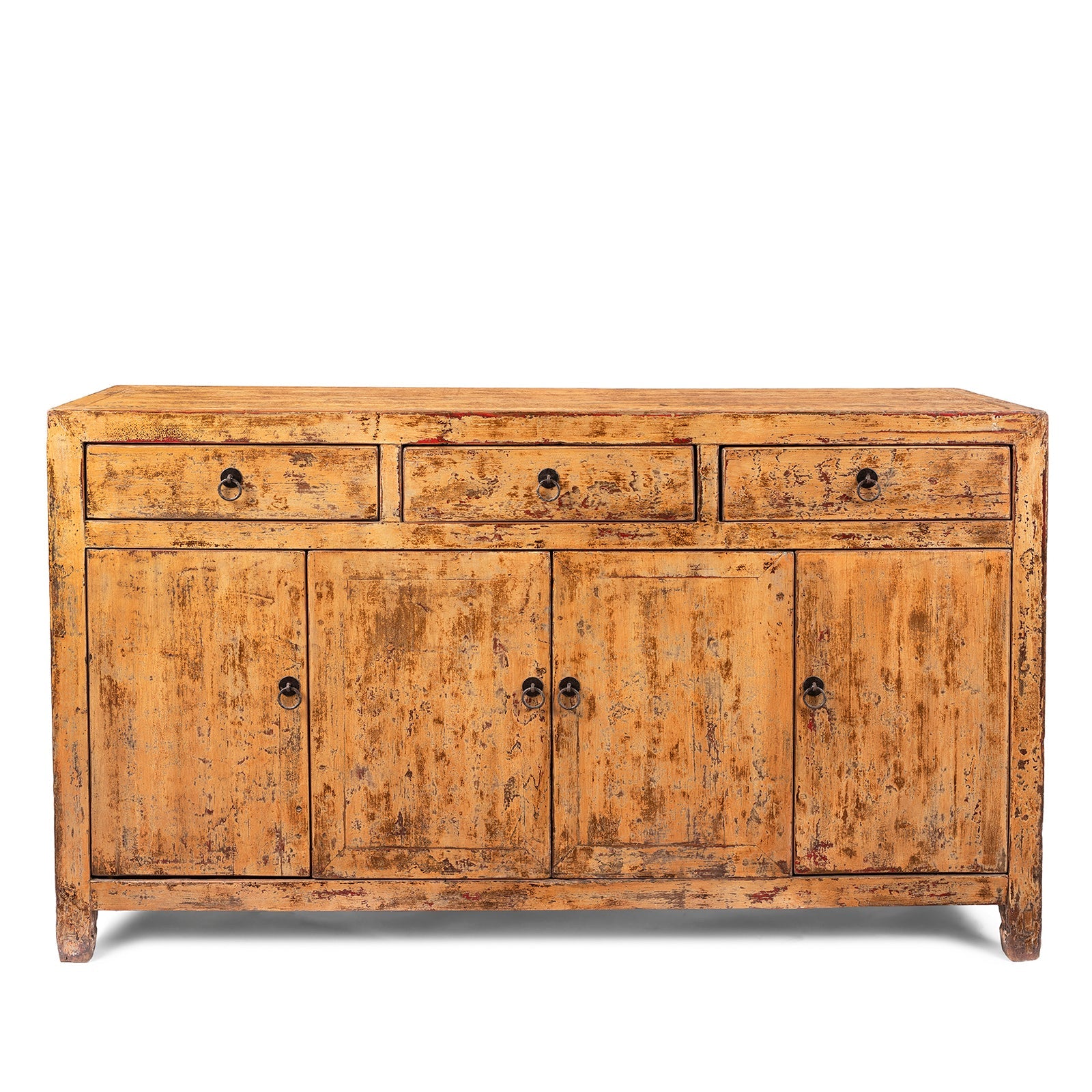 Chinese Yellow Lacquer Sideboard Made From Reclaimed Wood