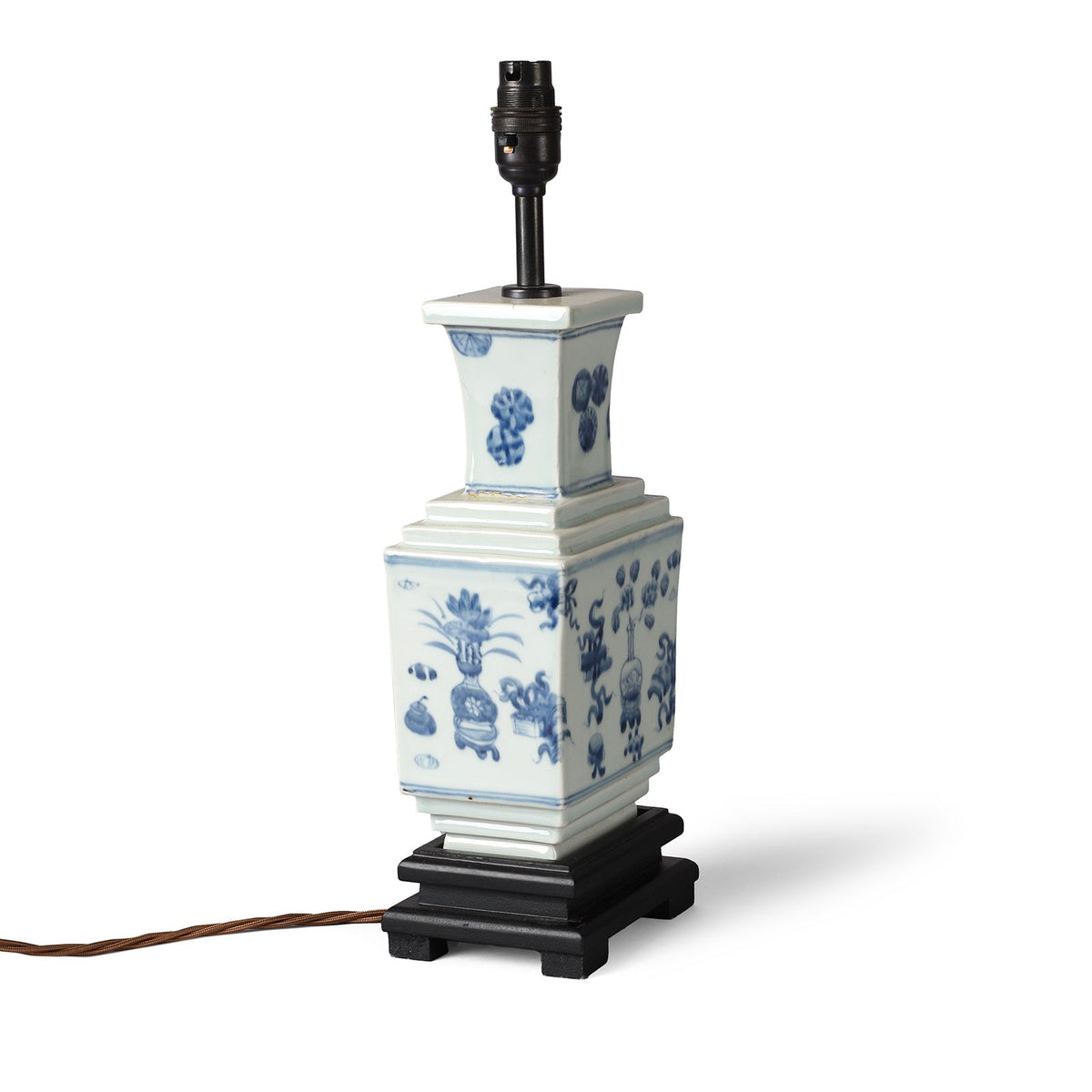 Blue & White Porcelain Lamp Base - Lucky Symbols