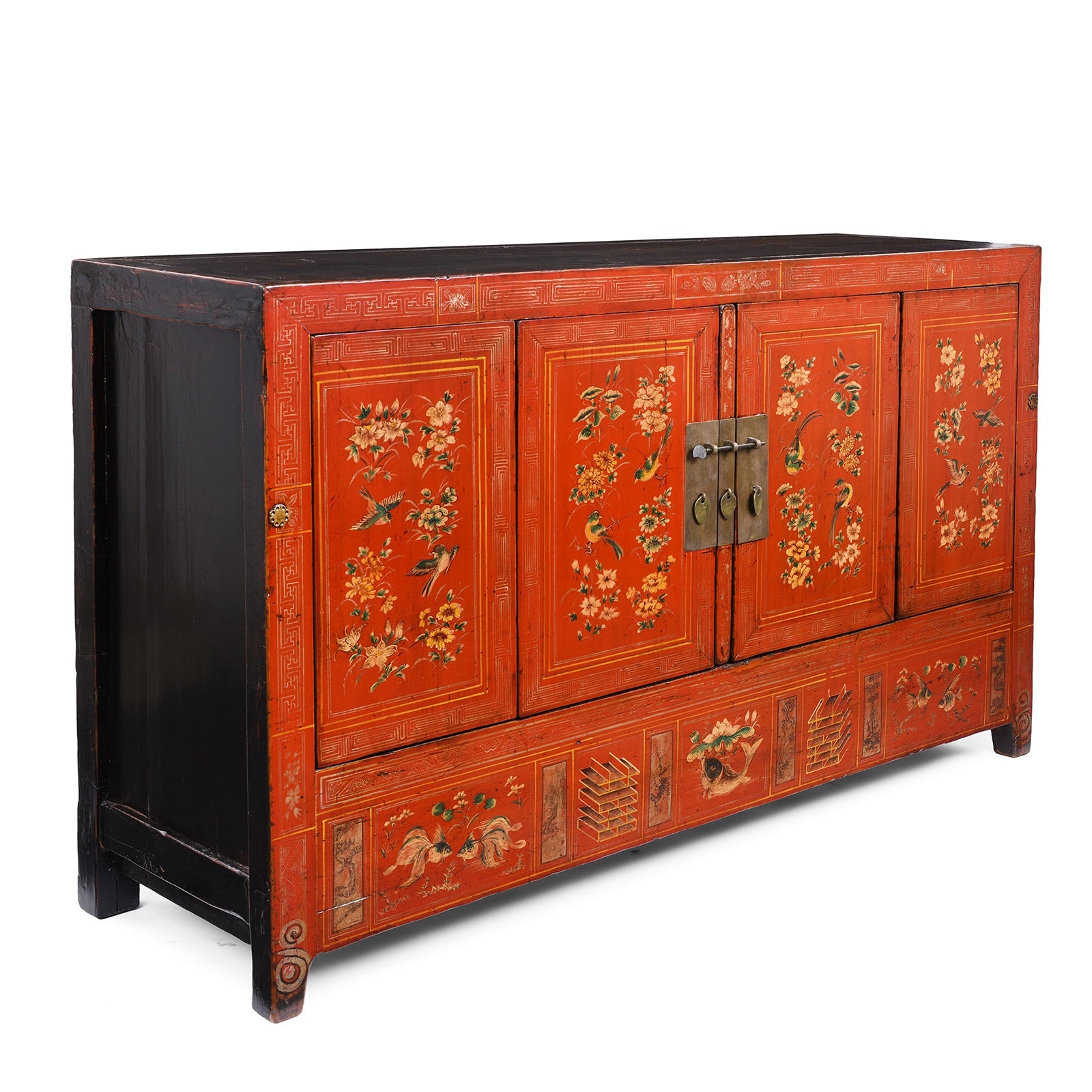 Red Lacquer Dongbei Sideboard - Ca 1920