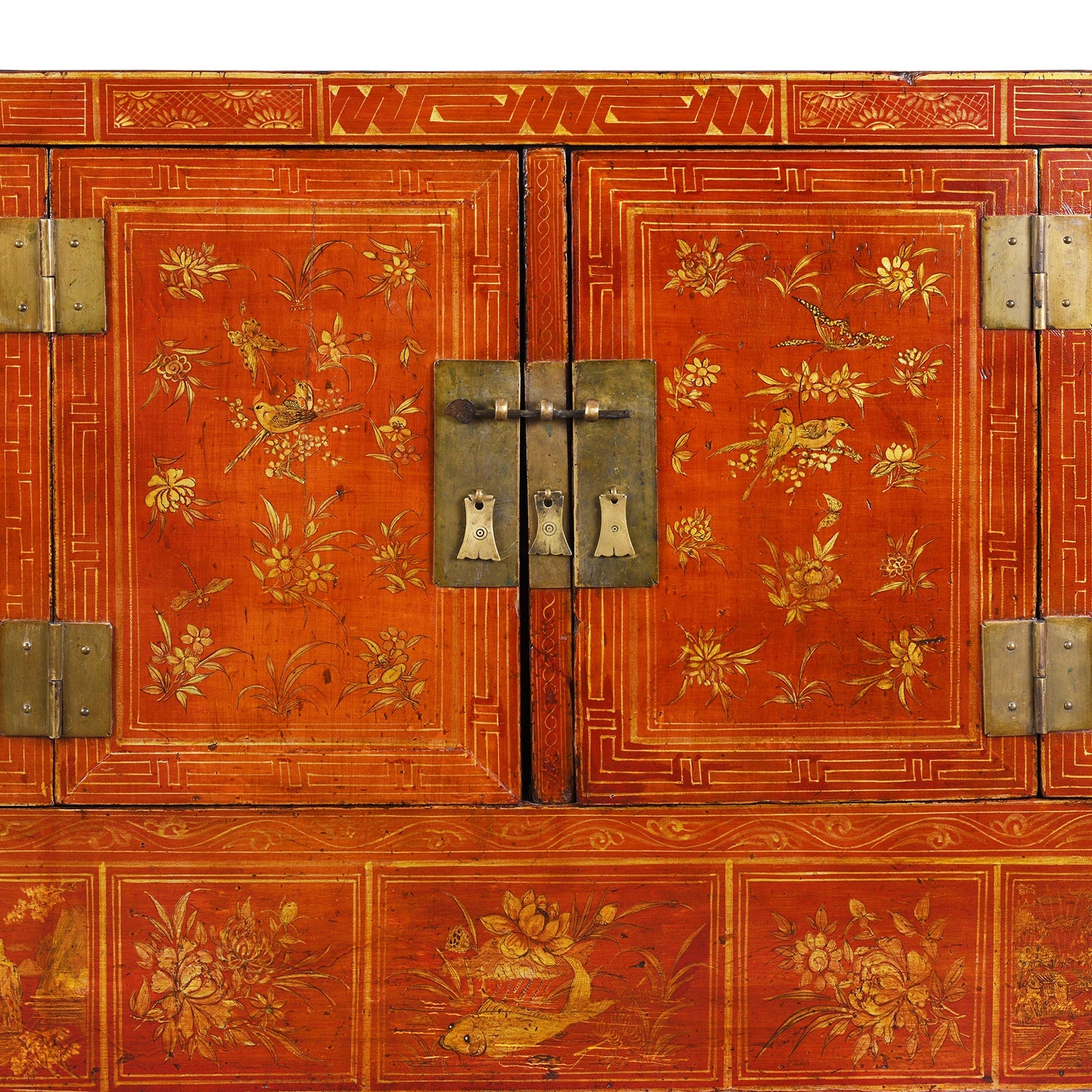 Red Lacquer Dongbei Sideboard - Ca 1920