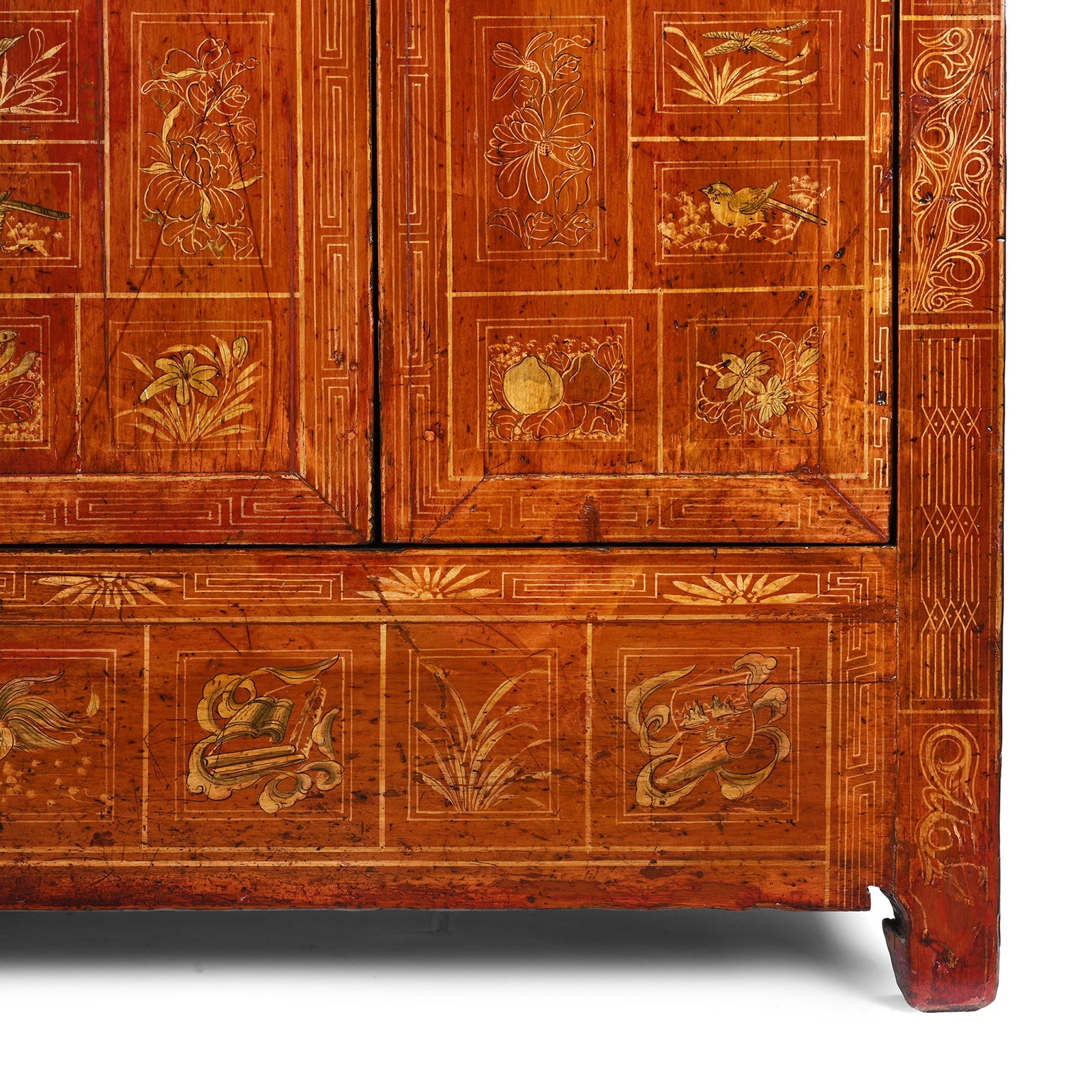 Red Lacquer Chinese Sideboard From Dongbei - Ca 1920
