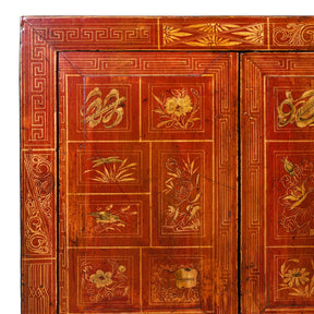 Red Lacquer Chinese Sideboard From Dongbei - Ca 1920