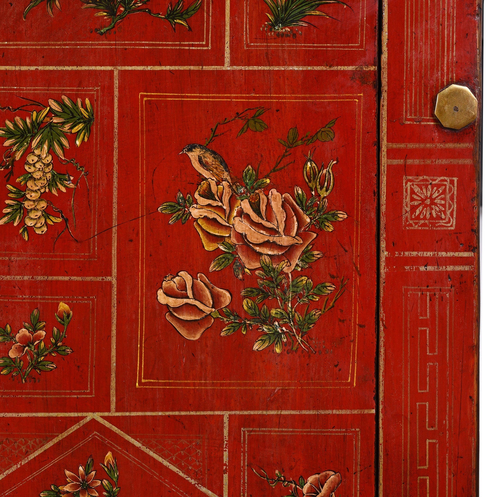 Red Lacquer Chinese Sideboard From Dongbei - Ca 1920