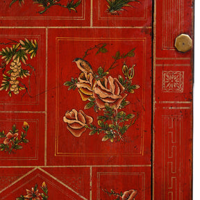 Red Lacquer Chinese Sideboard From Dongbei - Ca 1920