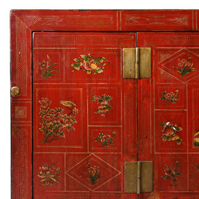 Red Lacquer Chinese Sideboard From Dongbei - Ca 1920