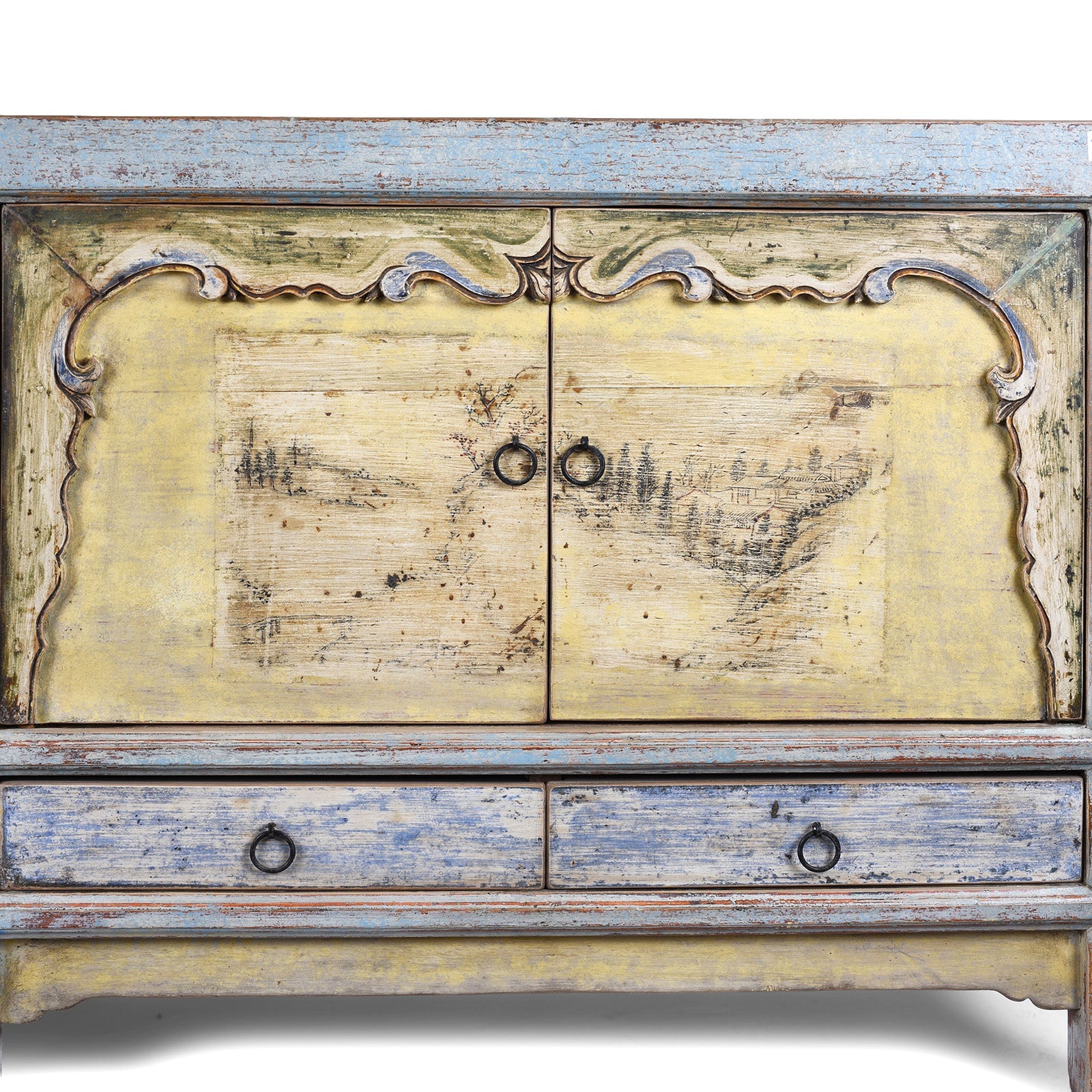 Painted Sideboard From Qinghai - Early 20th Century