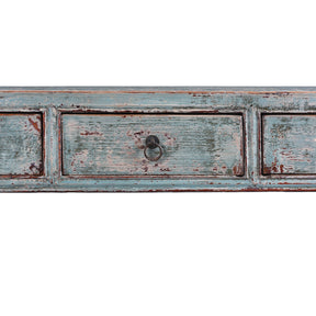Reproduction Chinese Turquoise Lacquer 3 Drawer Console Table From Shandong