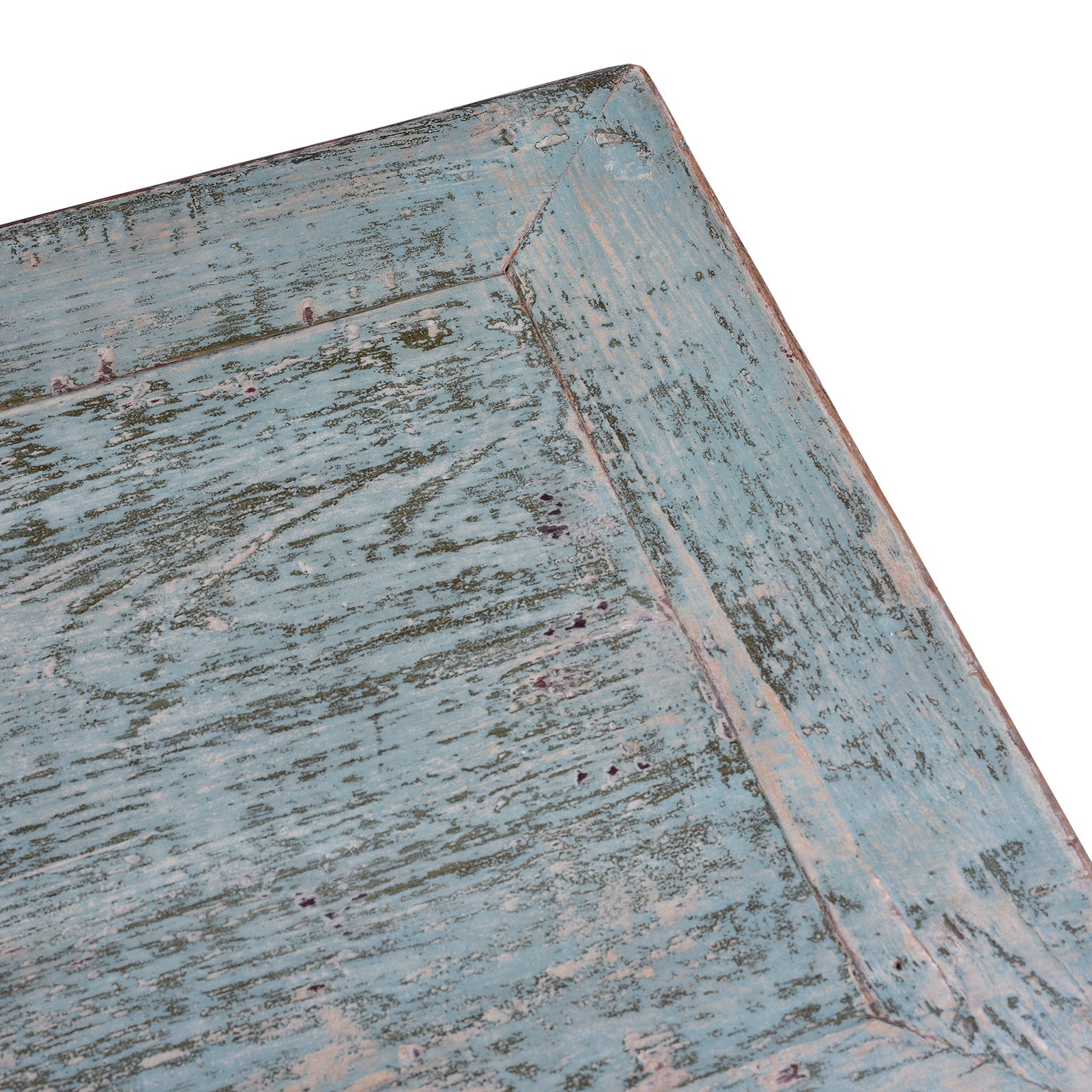Reproduction Chinese Turquoise Lacquer 3 Drawer Console Table From Shandong