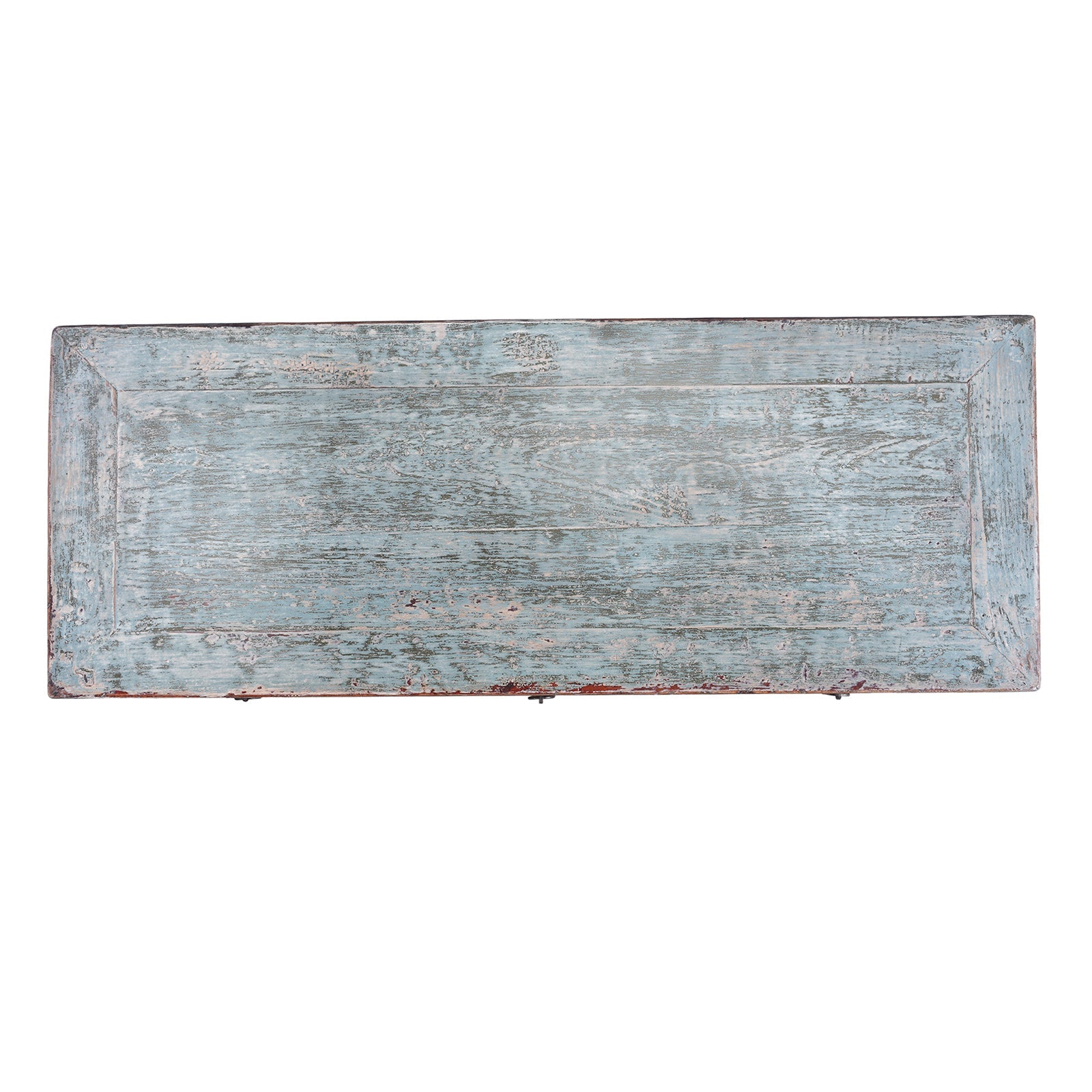 Reproduction Chinese Turquoise Lacquer 3 Drawer Console Table From Shandong