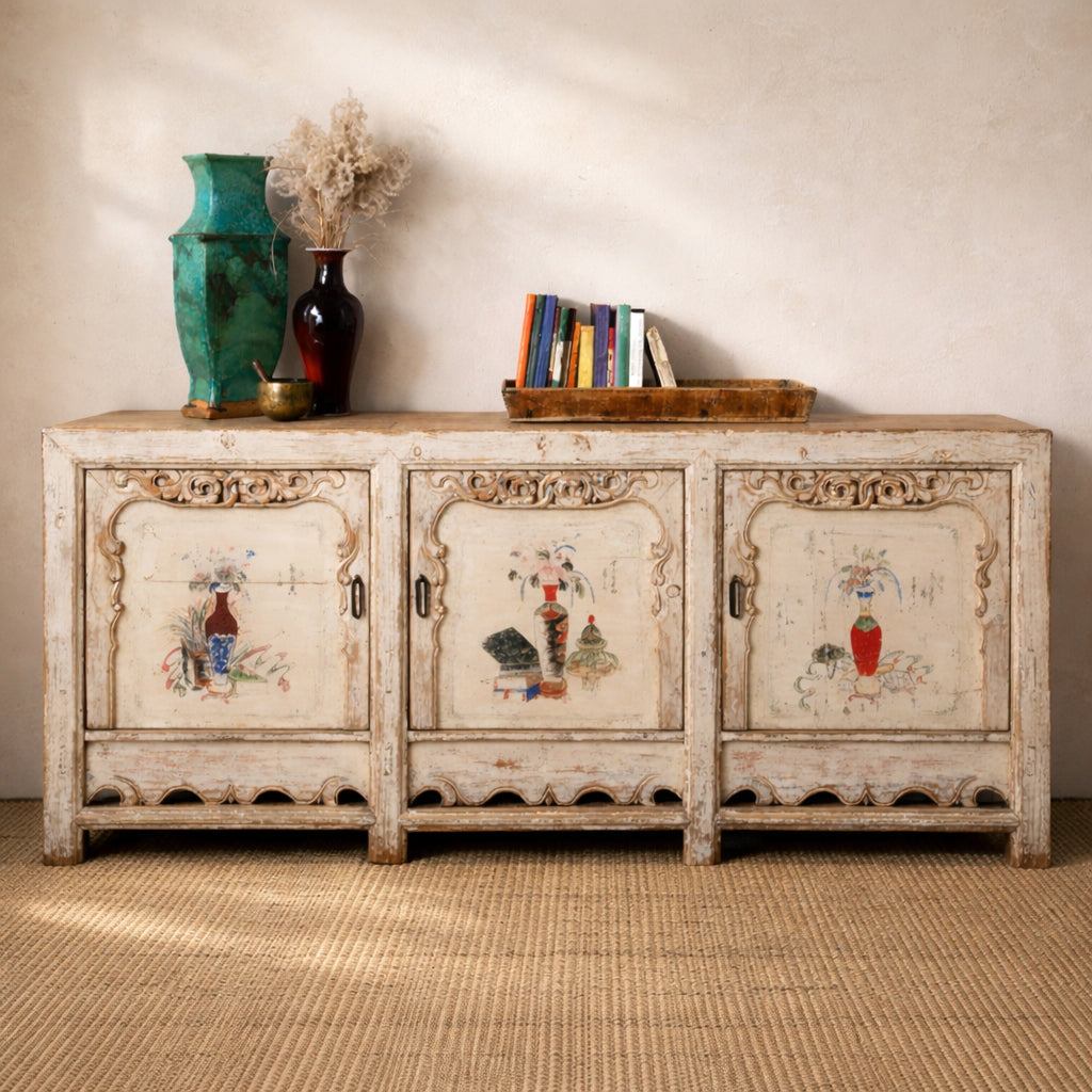Painted Sideboard From Qinghai - 19th Century