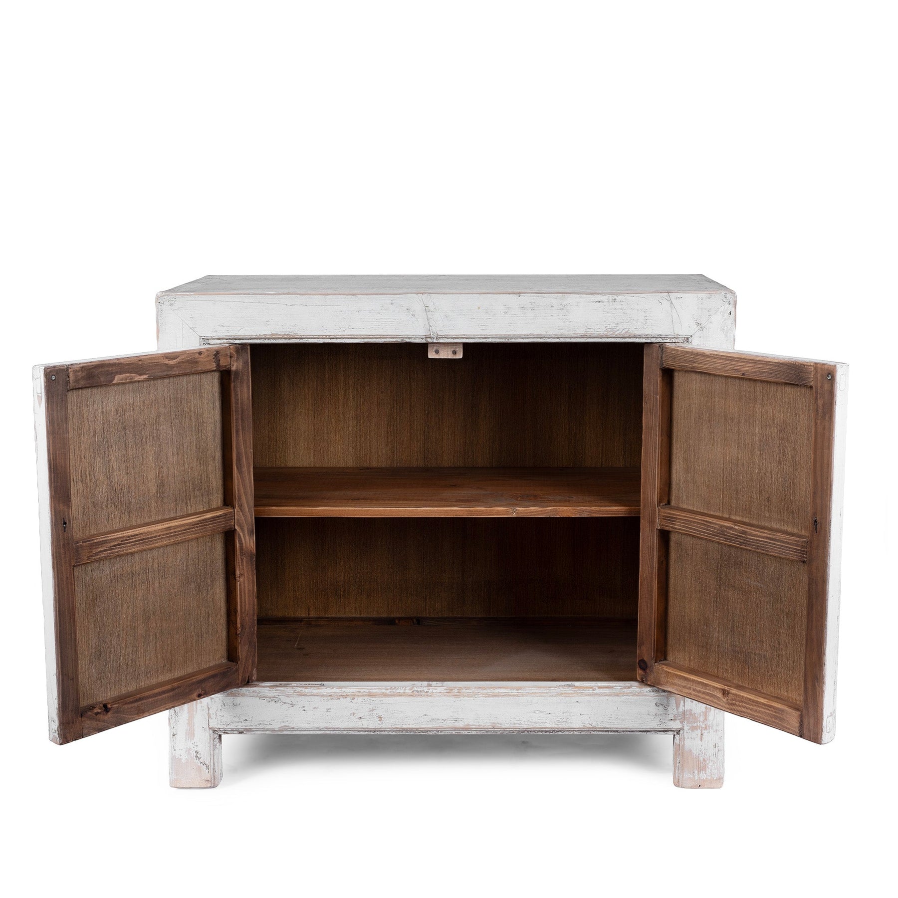 Chinese Painted 2 Door Side Cabinet Made From Reclaimed Pine