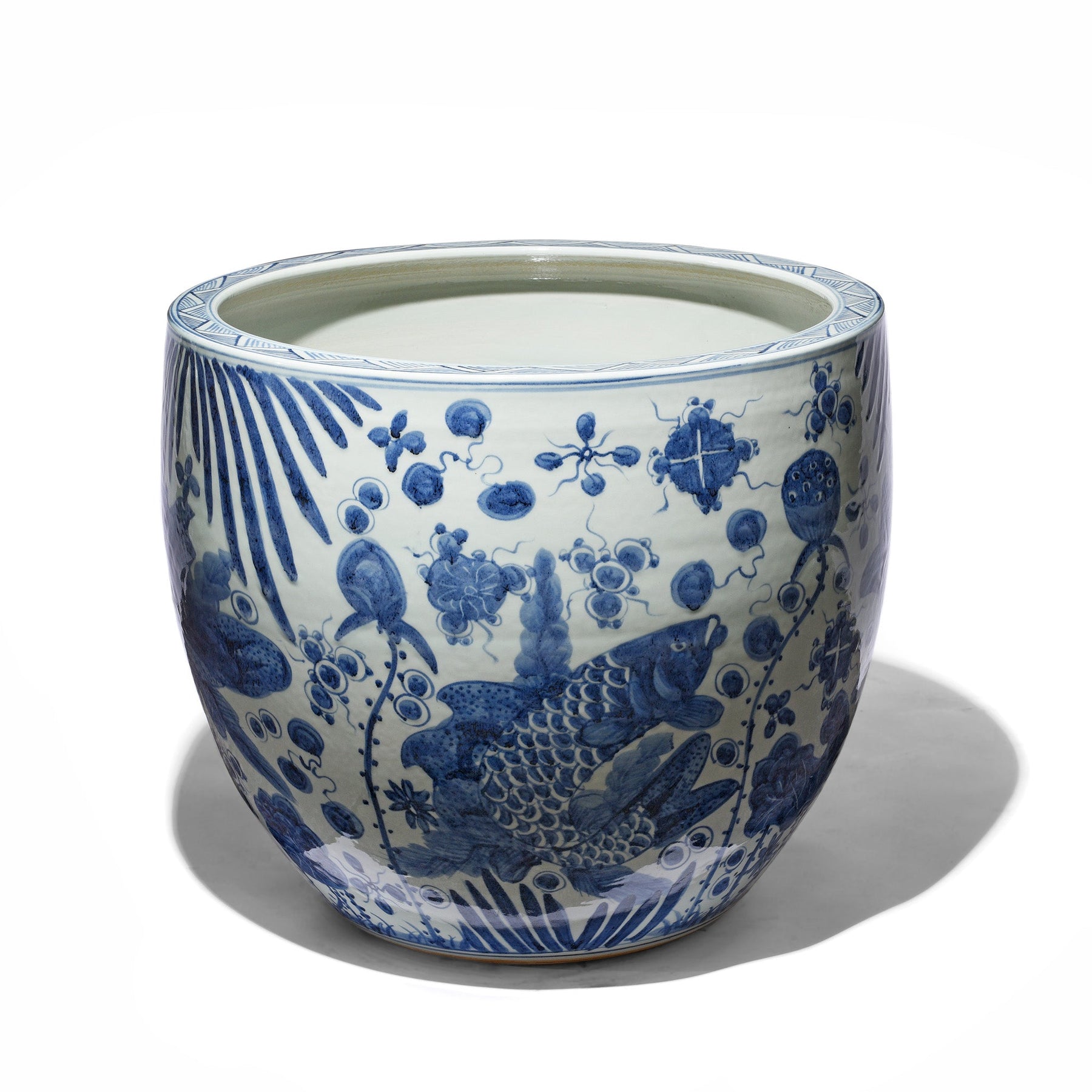 Blue & White Porcelain Fish Bowl Planter