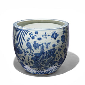 Blue & White Porcelain Fish Bowl Planter