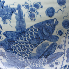 Blue & White Porcelain Fish Bowl Planter