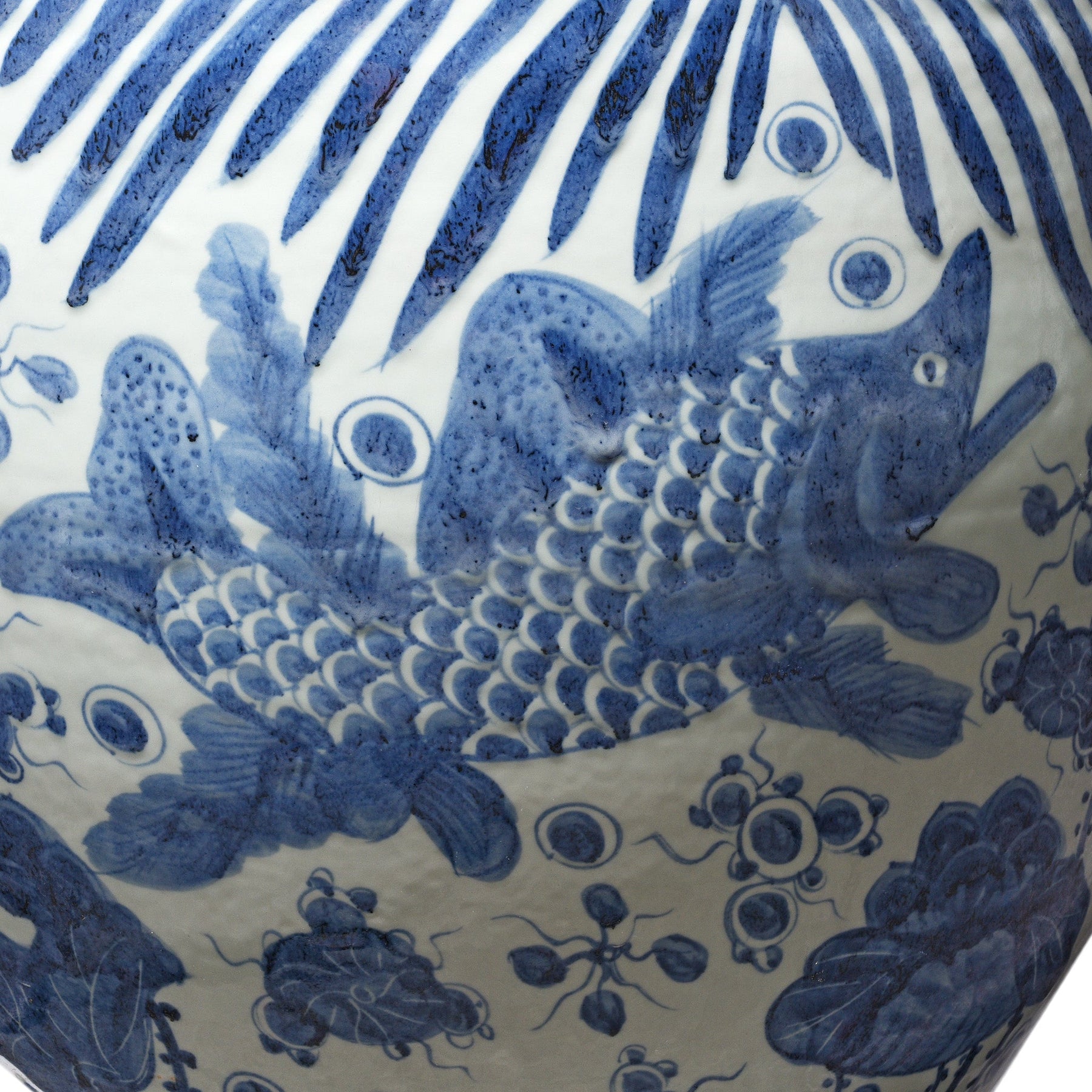 Blue & White Porcelain Fish Bowl Planter