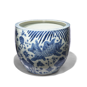 Blue & White Porcelain Fish Bowl Planter