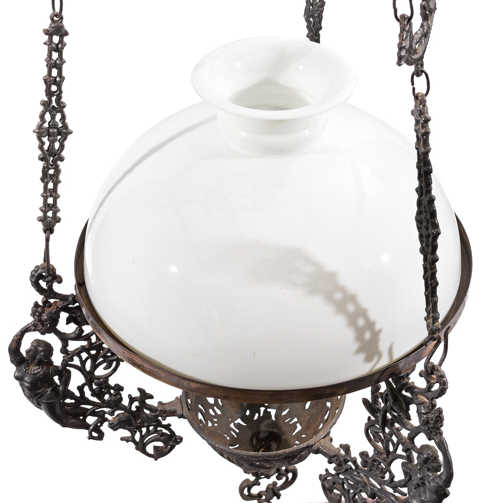 Colonial Cast Iron Rise and Fall Storm Lamp - 19thC