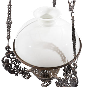 Colonial Cast Iron Rise and Fall Storm Lamp - 19thC