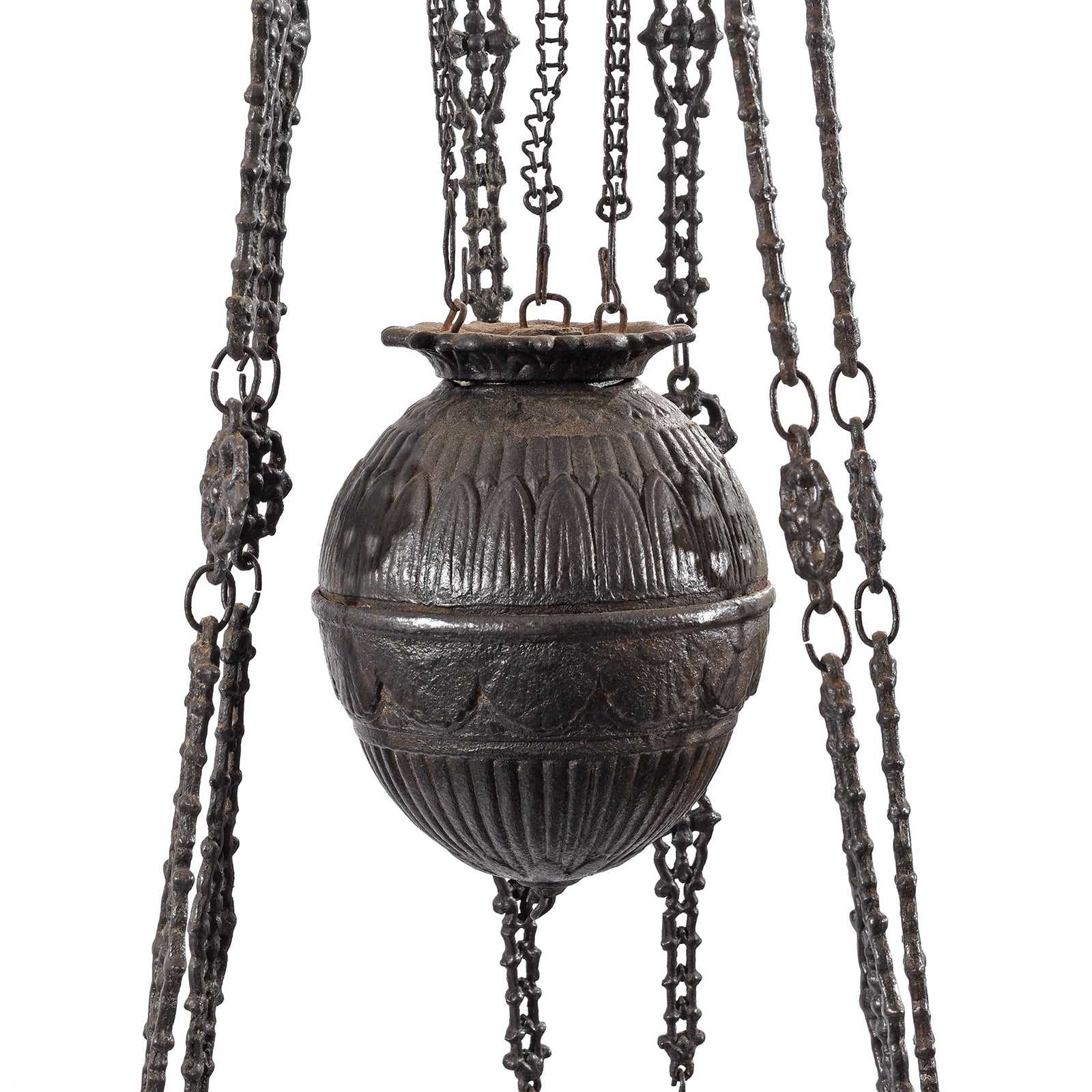 Colonial Cast Iron Rise and Fall Storm Lamp - 19thC