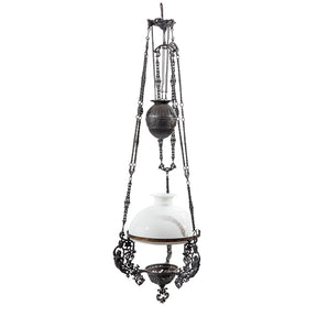 Colonial Cast Iron Rise and Fall Storm Lamp - 19thC