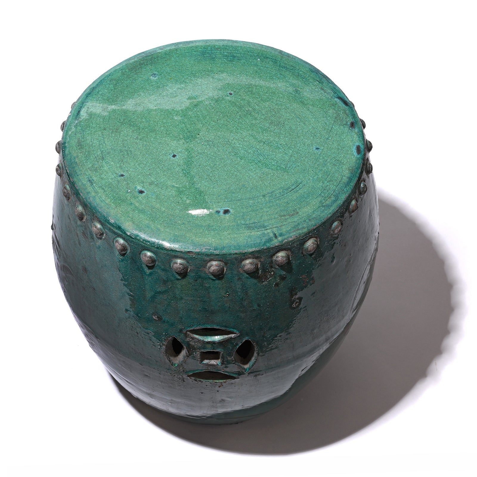 Celadon Glazed Pottery Stool from Shanxi