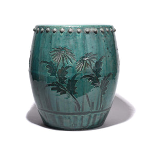 Celadon Glazed Pottery Stool from Shanxi