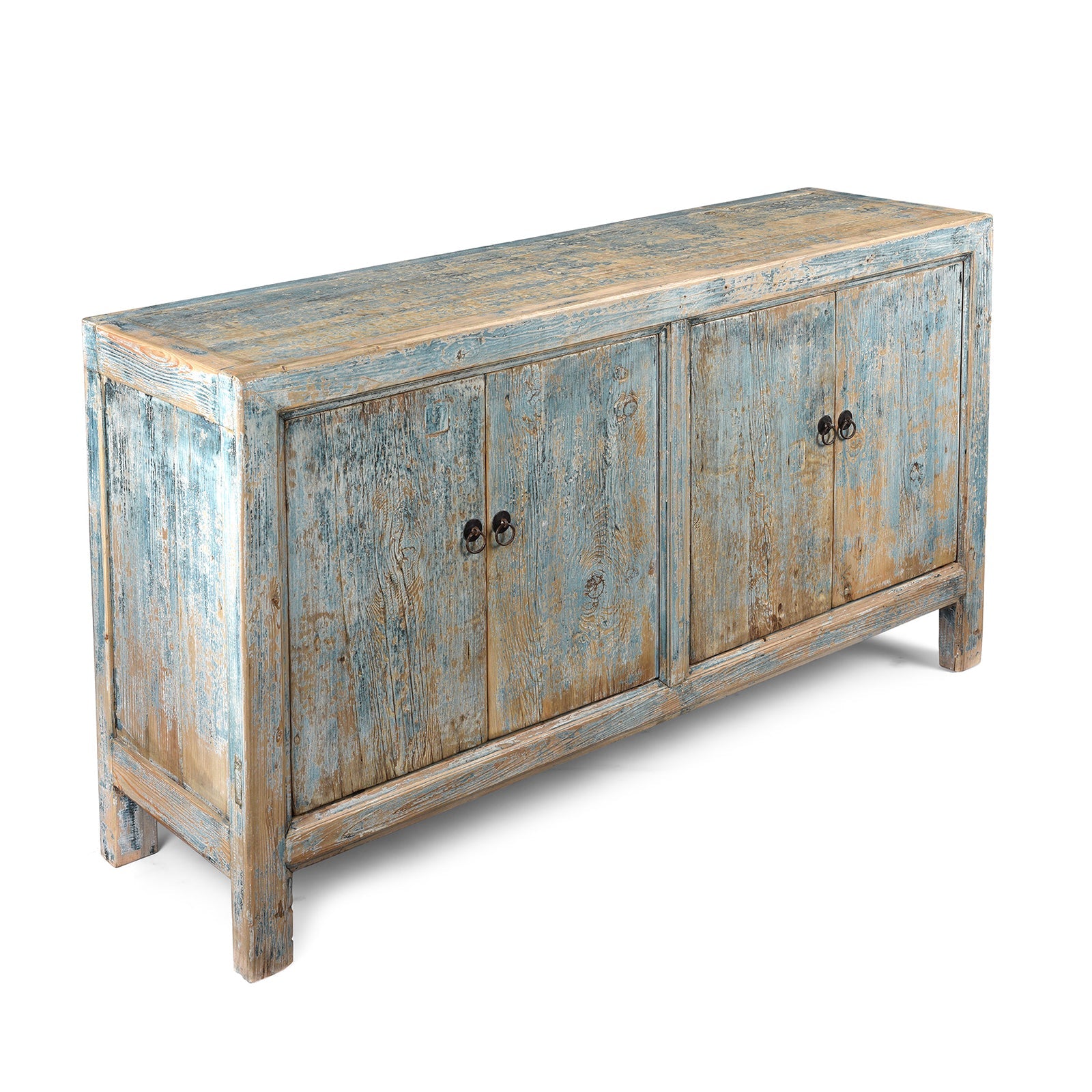 Blue Painted 4 Door Sideboard Made From Reclaimed Pine