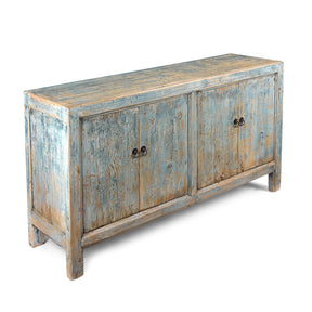 Blue Painted 4 Door Sideboard Made From Reclaimed Pine
