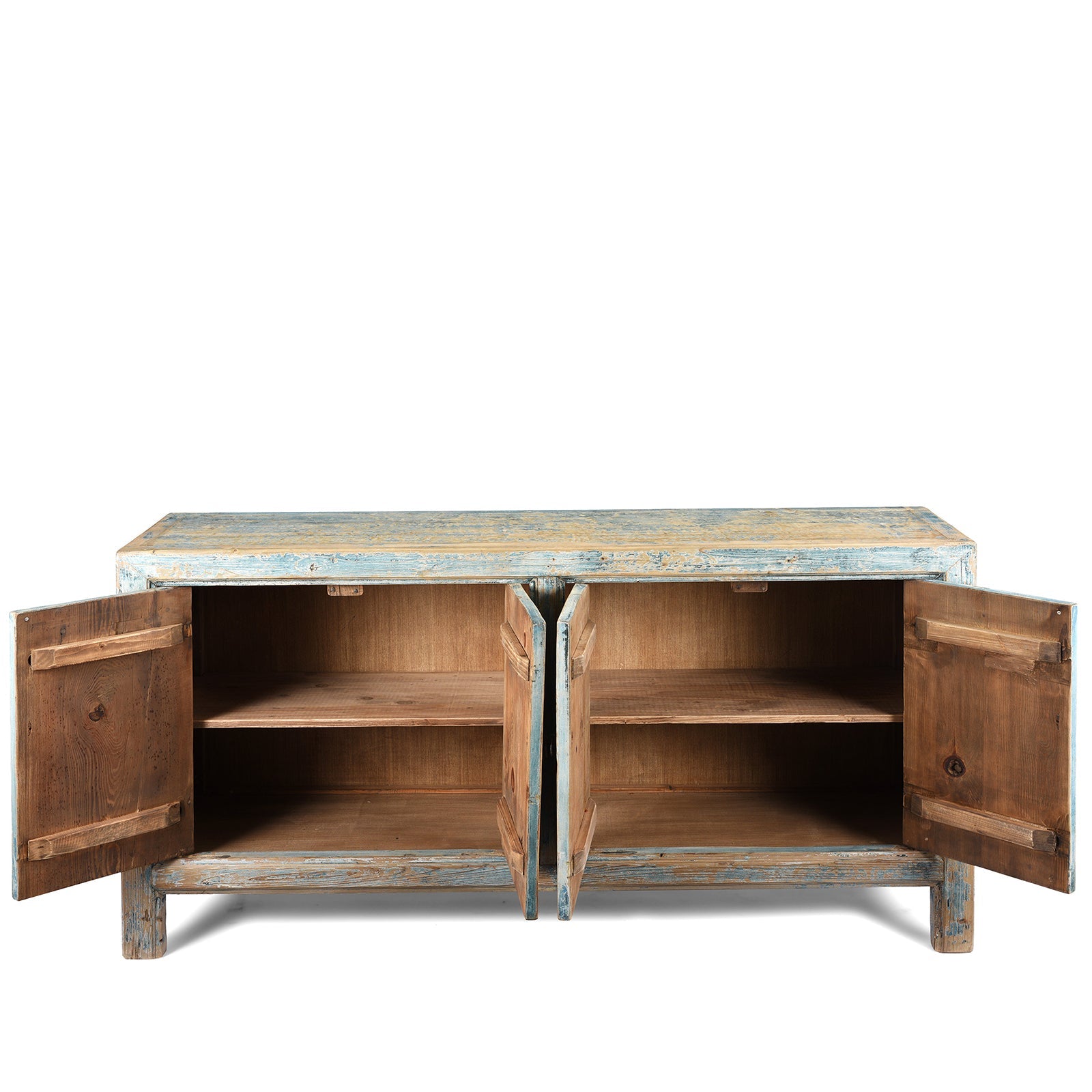 Blue Painted 4 Door Sideboard Made From Reclaimed Pine
