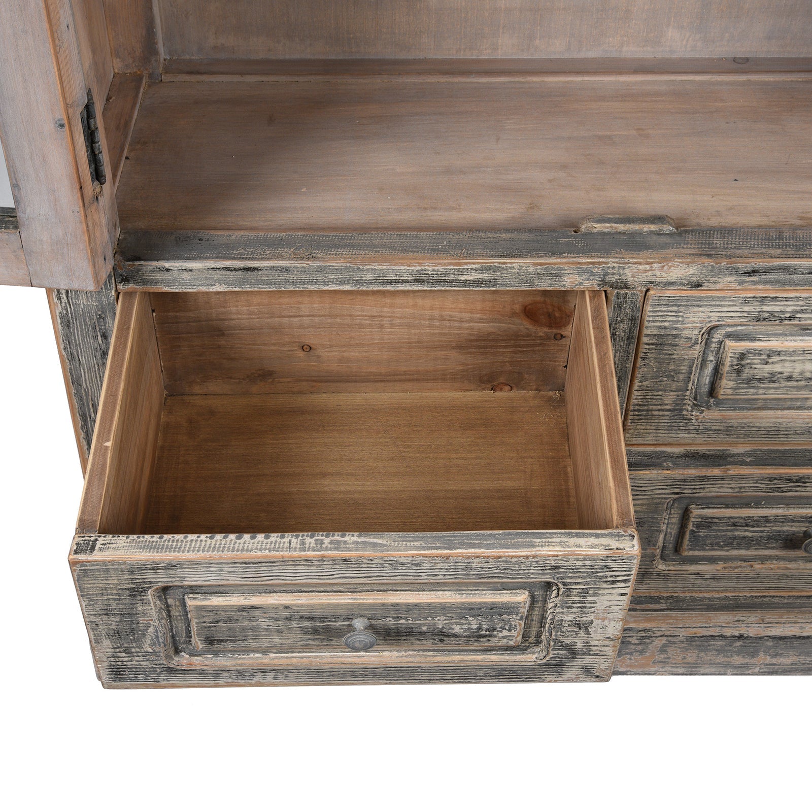 Glazed Painted Display Cabinet Made From Old Pine