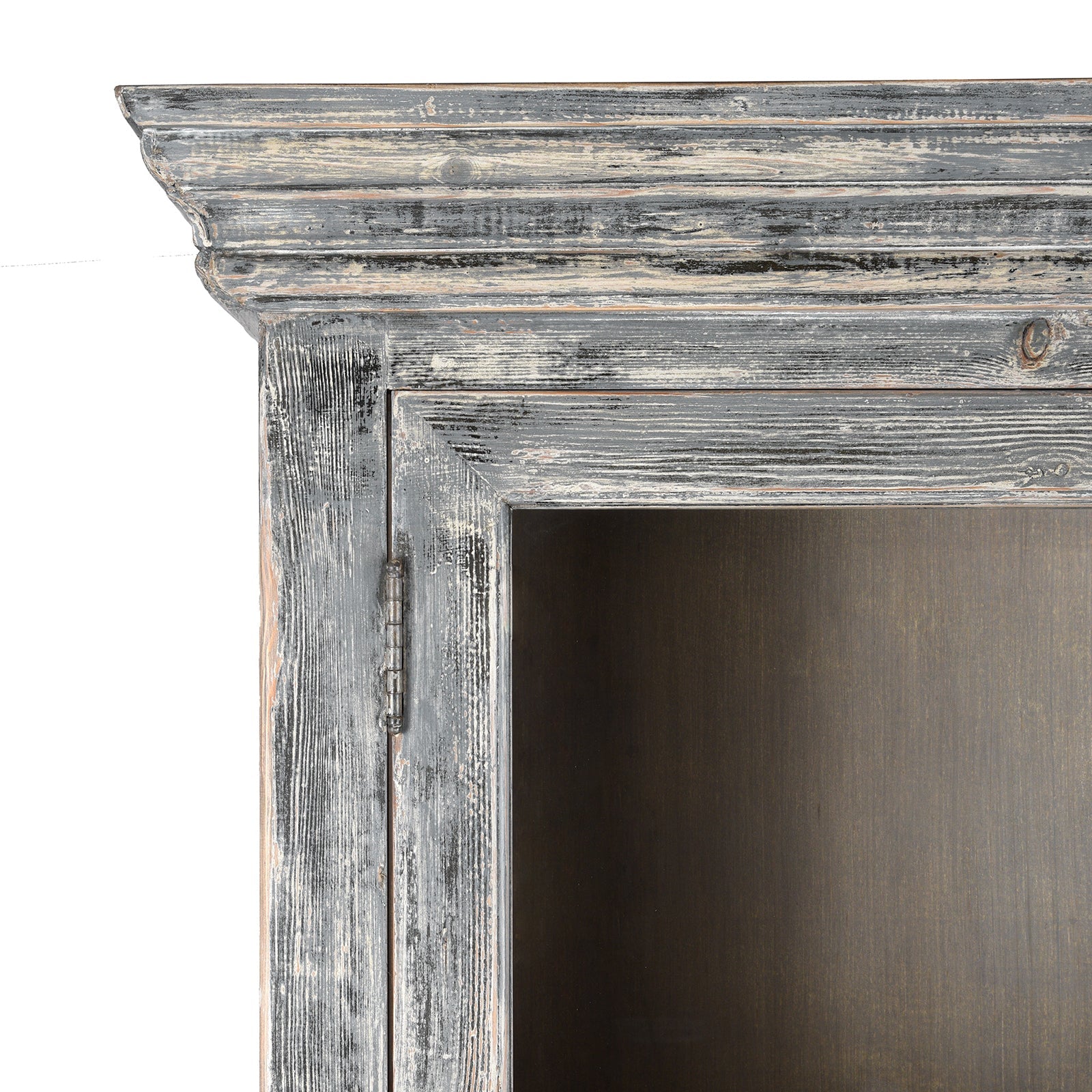 Glazed Painted Display Cabinet Made From Old Pine