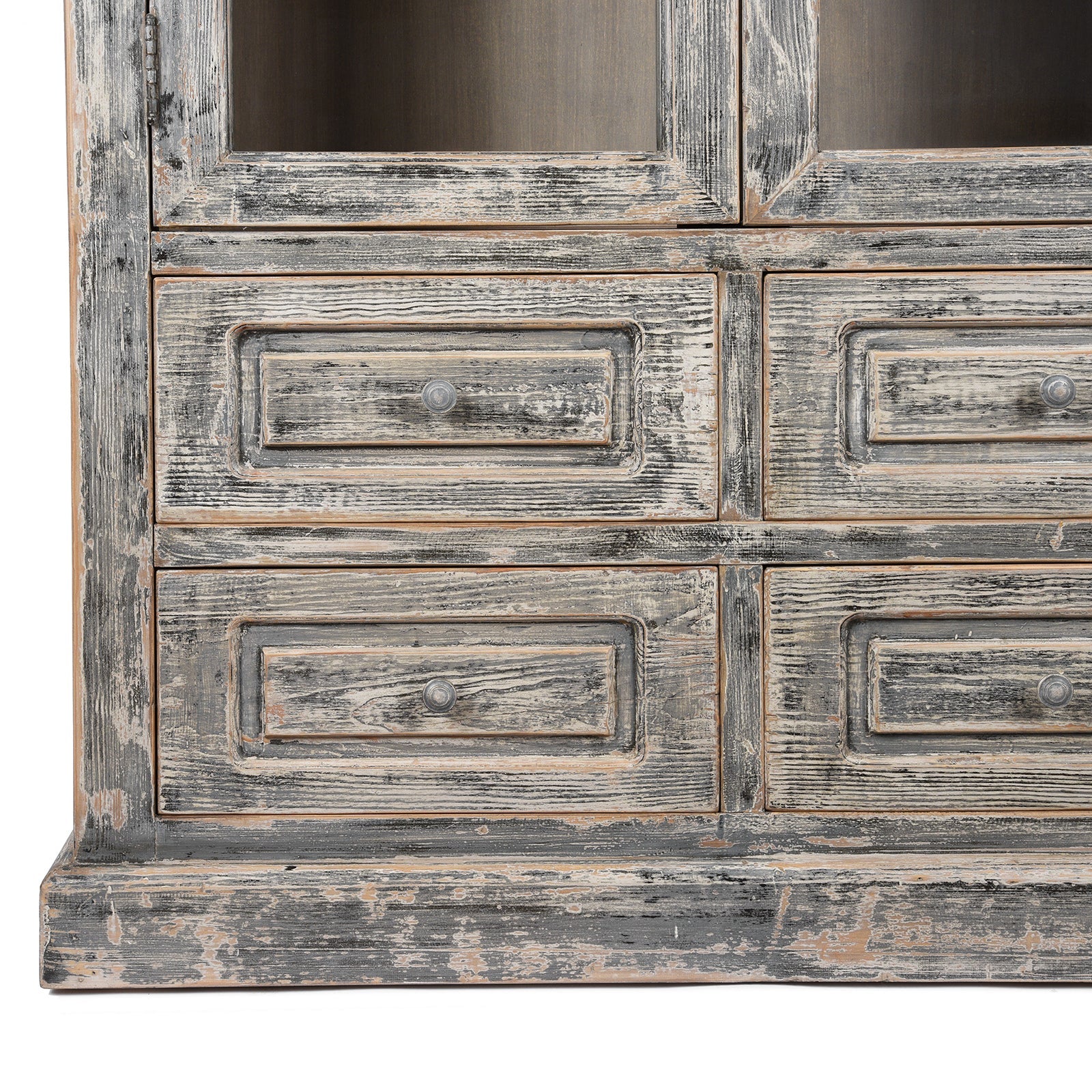 Glazed Painted Display Cabinet Made From Old Pine