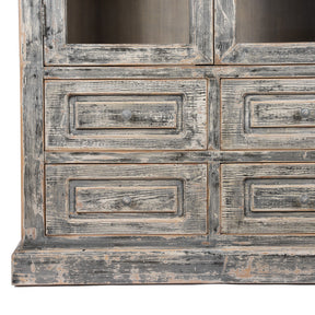 Glazed Painted Display Cabinet Made From Old Pine