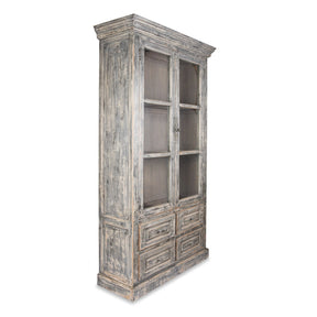 Glazed Painted Display Cabinet Made From Old Pine