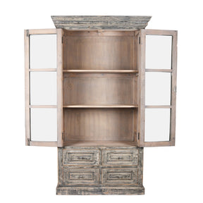 Glazed Painted Display Cabinet Made From Old Pine