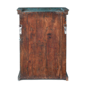 Blue Painted Teak Glazed Wall Cabinet - Ca 1930