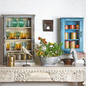 White Painted Glazed Wall Cabinet - Ca 1920