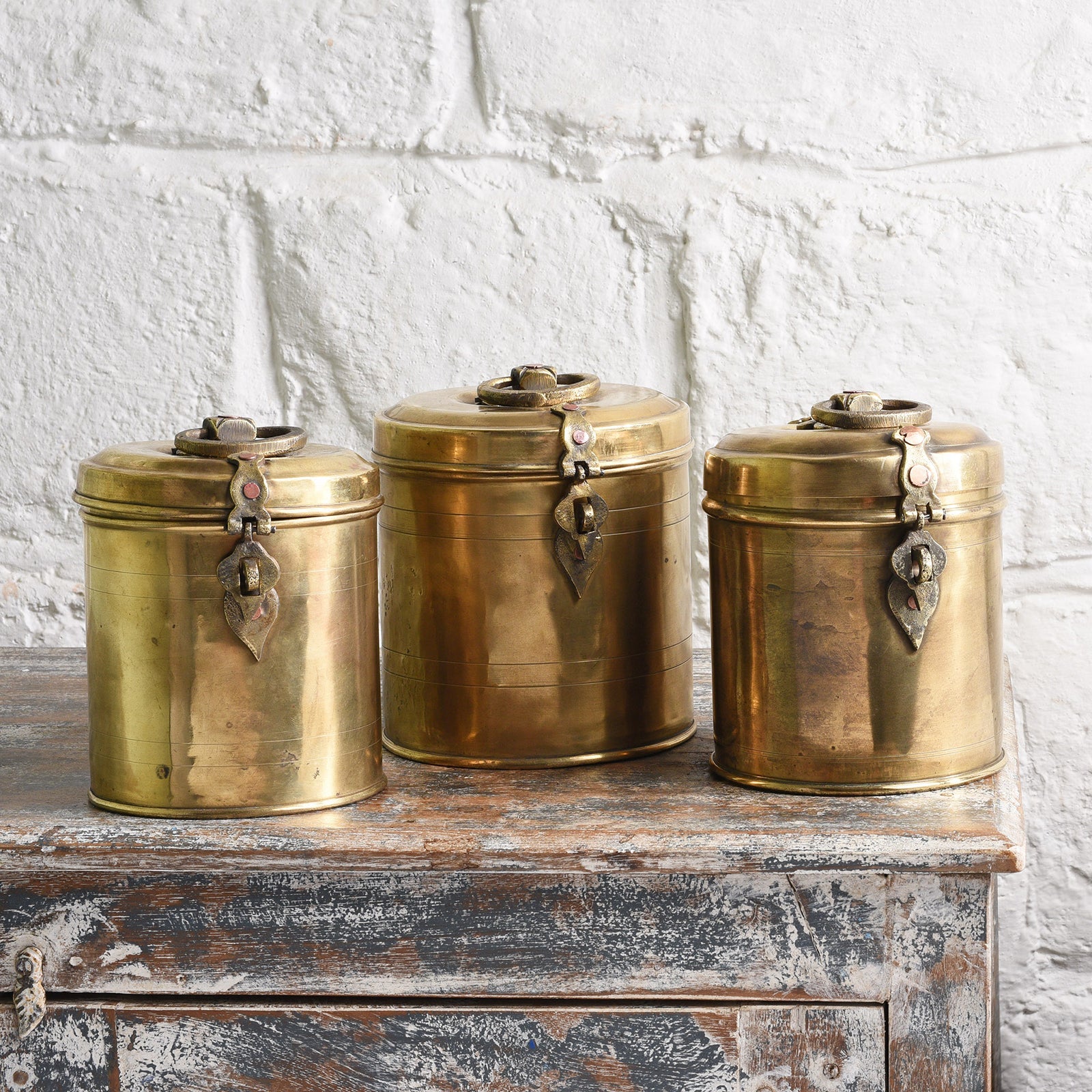 Vintage Brass Food Caddy From Bombay - Ca 1920